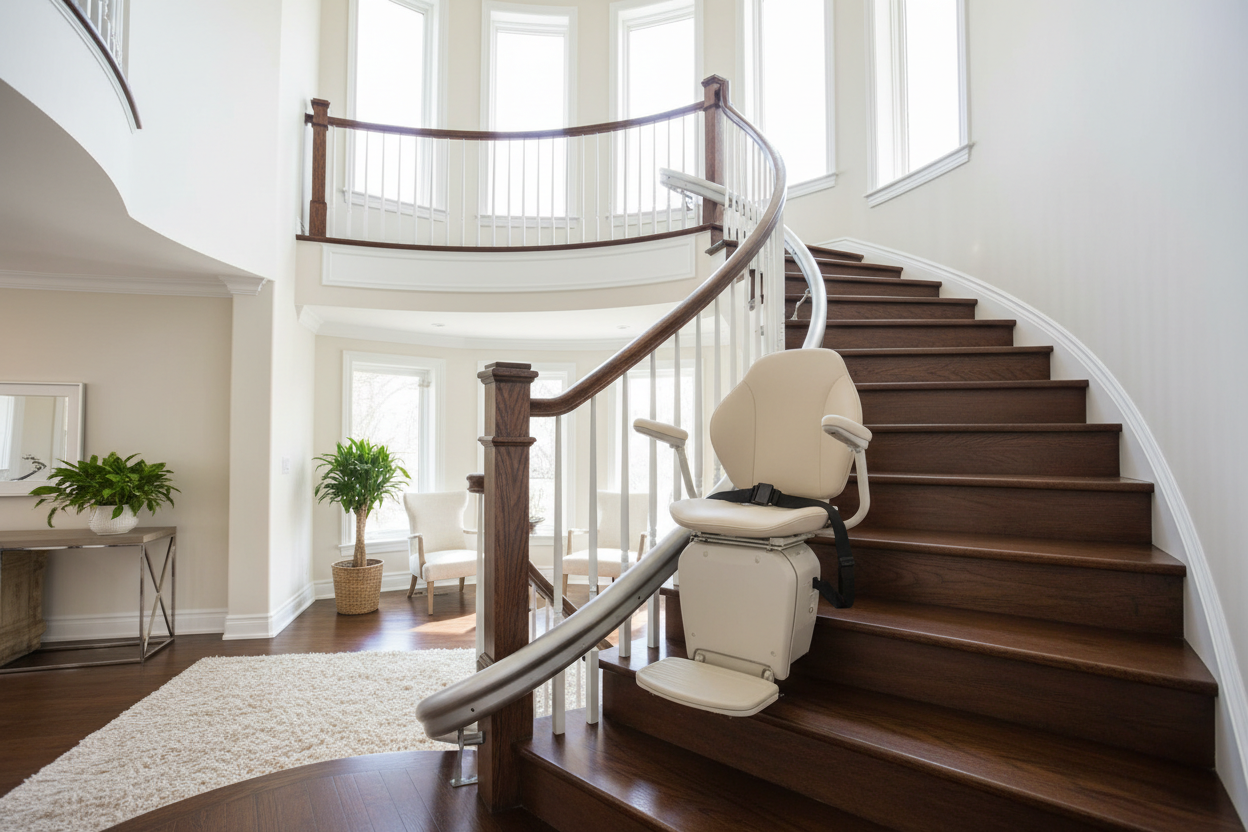 staircase with stairlift 